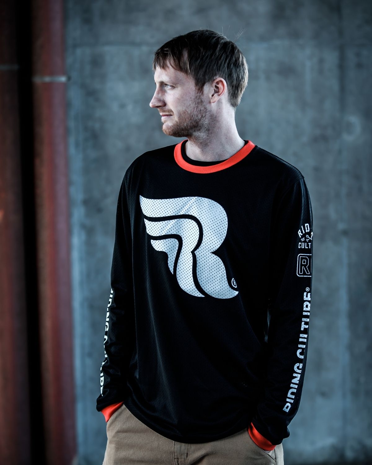 Logo White Mesh Jersey Black Longsleeve Men