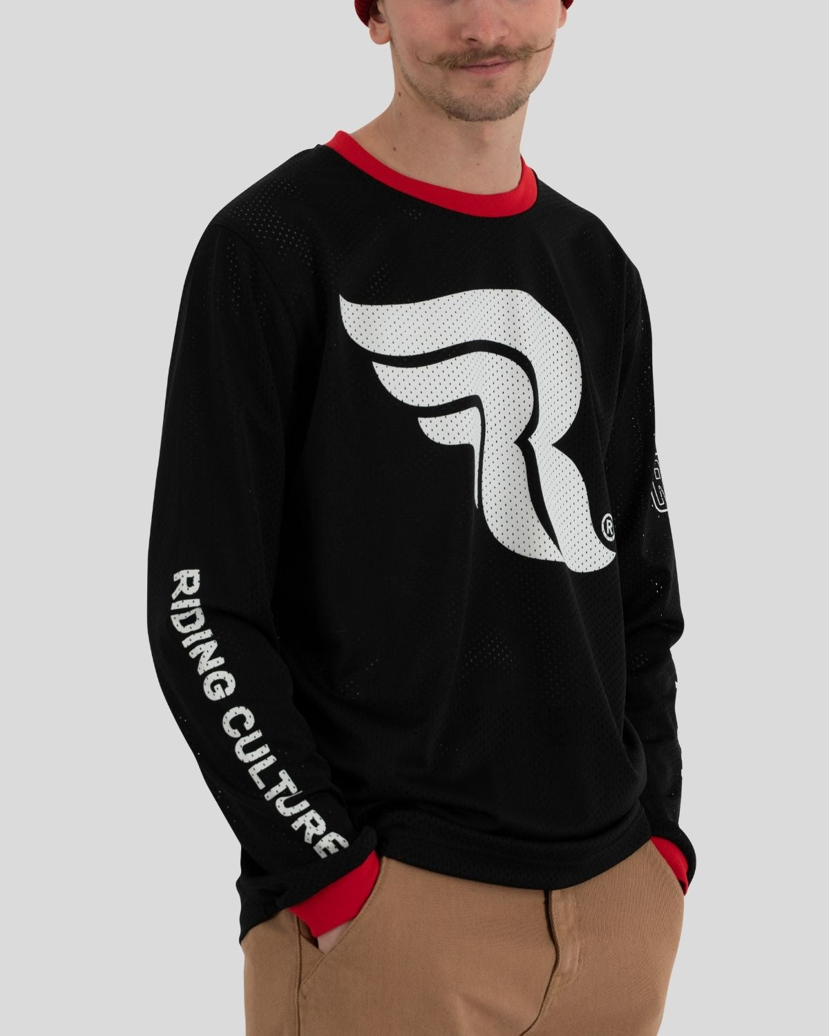 Logo White Mesh Jersey Black Longsleeve Men