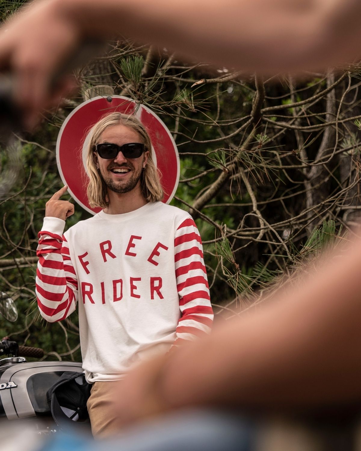 Free Rider Longsleeve Red/White Men